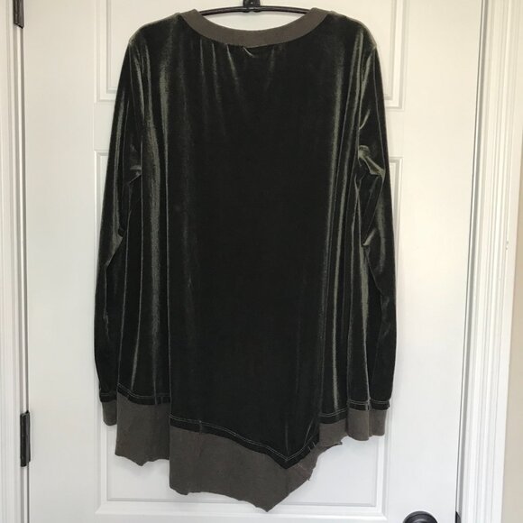 Easel Lagenlook Velour Top Women's Medium Long Sleeve Sweatshirt Asymmetrical - Picture 3 of 12